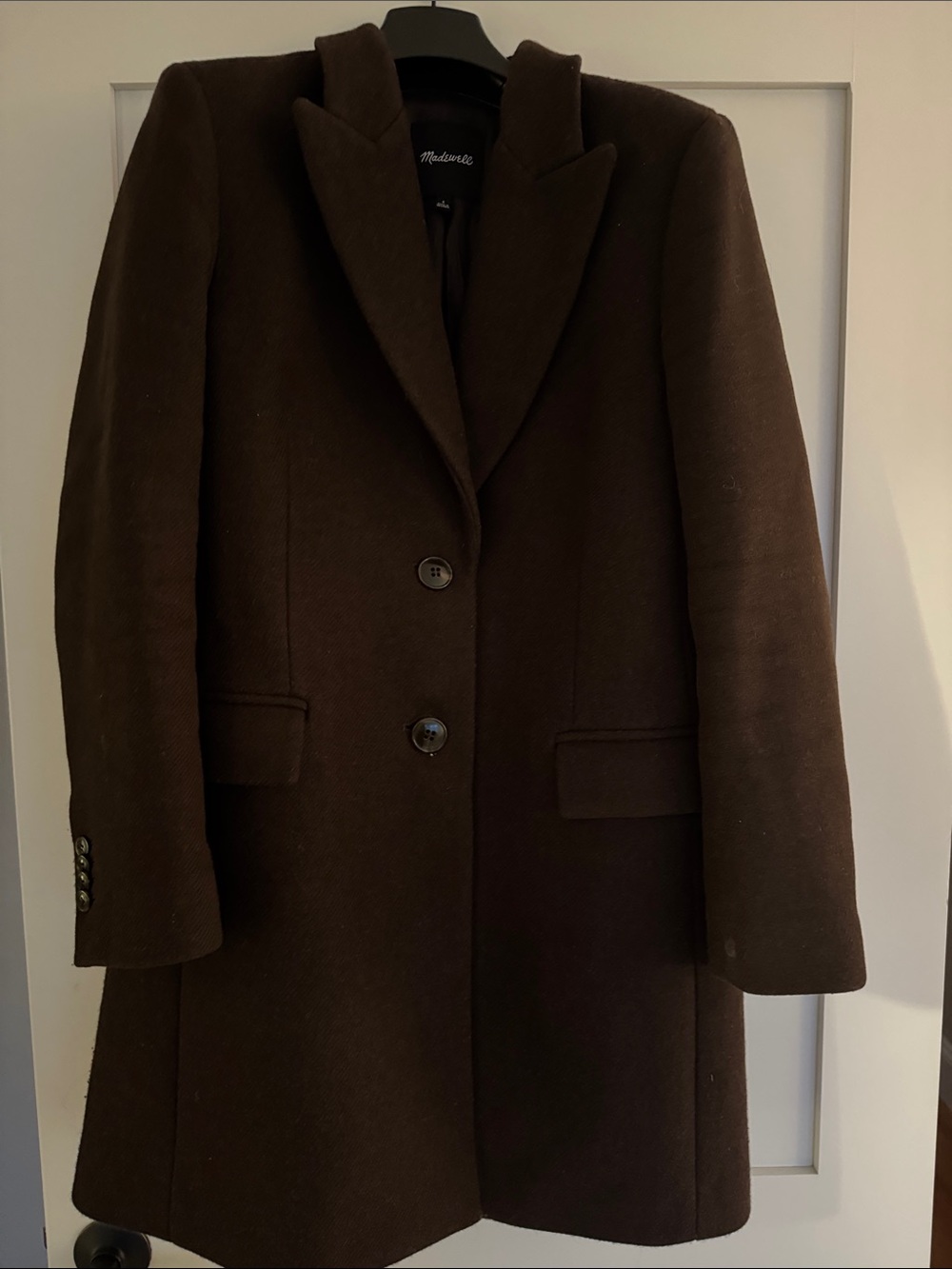 Madewell GENTLY WORN Dark Brown Wool-Blend Pea Coat
